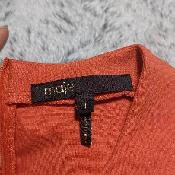 Maje Orange Bodycon Sheath Mini Dress Sleeveless Size 1 Small - Picture 5 of 9